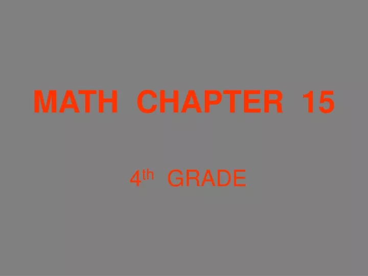 math chapter 15 4 th grade
