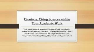Citations: Citing Sources within Your Academic Work