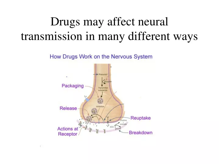 drugs may affect neural transmission in many different ways