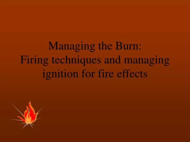 managing the burn firing techniques and managing ignition for fire effects