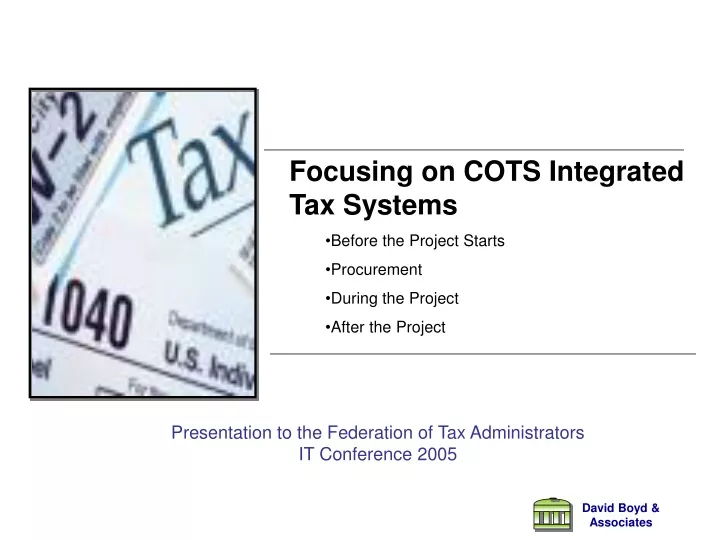 focusing on cots integrated tax systems before