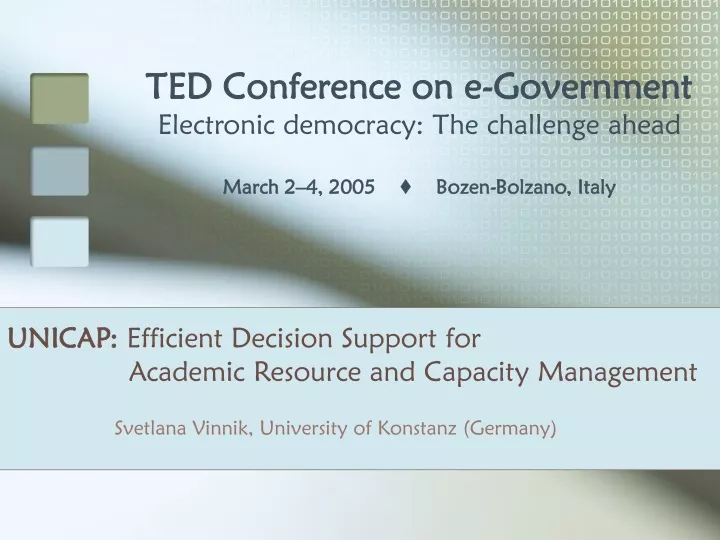 unicap efficient decision support for academic resource and capacity management