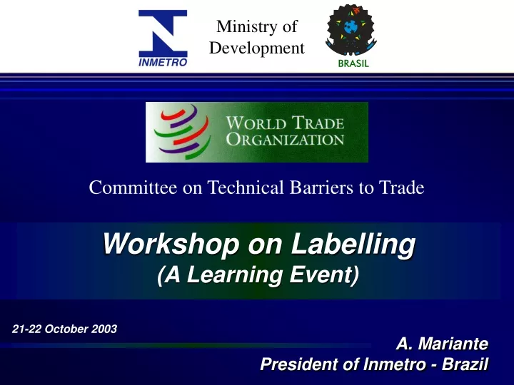 committee on technical barriers to trade