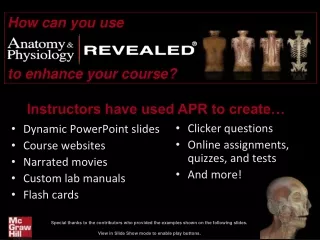 Dynamic PowerPoint slides Course websites Narrated movies Custom lab manuals Flash cards