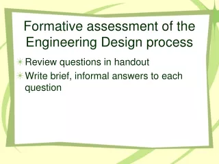 Formative assessment of the Engineering Design process
