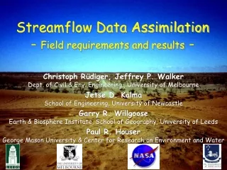 Streamflow Data Assimilation -  Field requirements and results  -