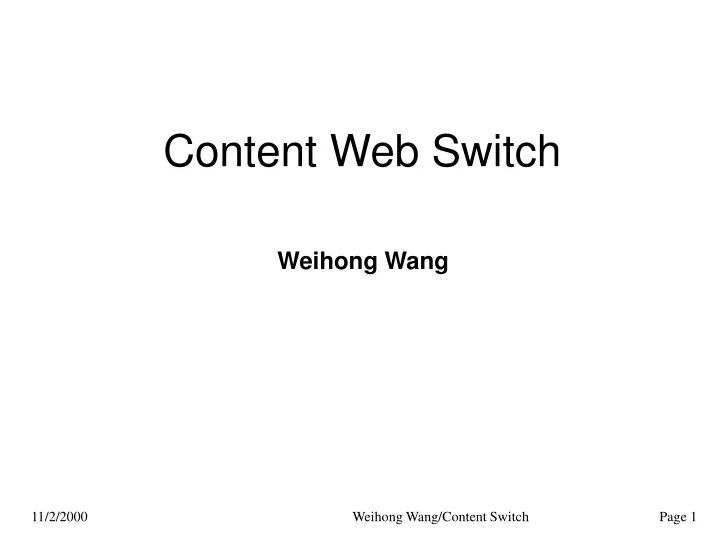 content web switch