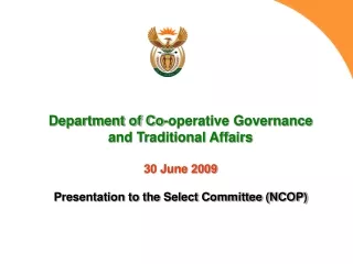 DEPARTMENT OF CO-OPERATIVE GOVERNANCE AND TRADITIONAL AFFAIRS