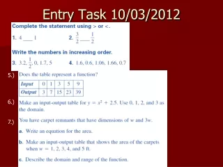 Entry  Task 10/03/2012