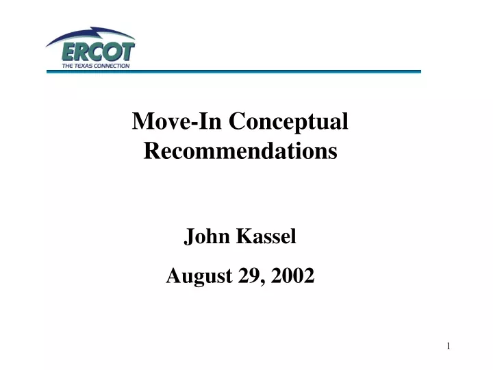 move in conceptual recommendations john kassel