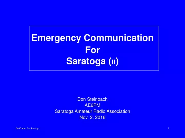 emergency communication for saratoga