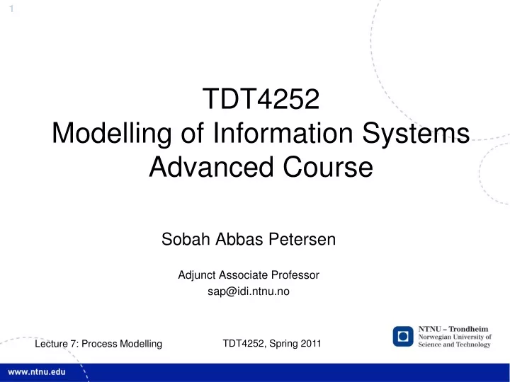 tdt4252 modelling of information systems advanced course