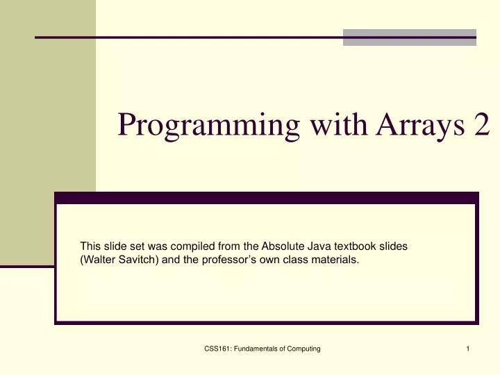 programming with arrays 2