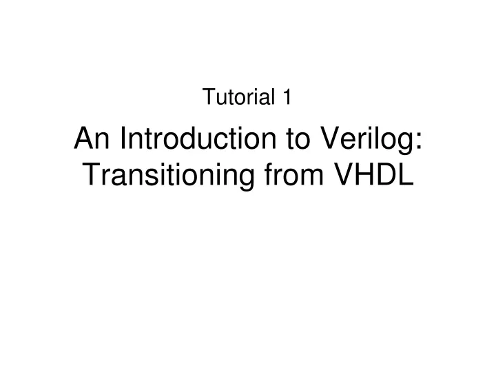 an introduction to verilog transitioning from vhdl