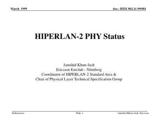 HIPERLAN-2 PHY Status