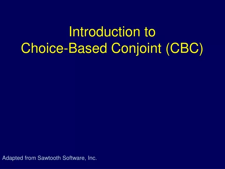 introduction to choice based conjoint cbc
