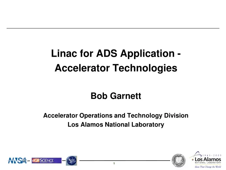 linac for ads application accelerator