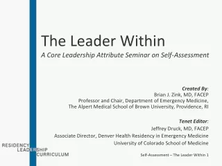 The Leader Within A Core Leadership Attribute Seminar on Self-Assessment