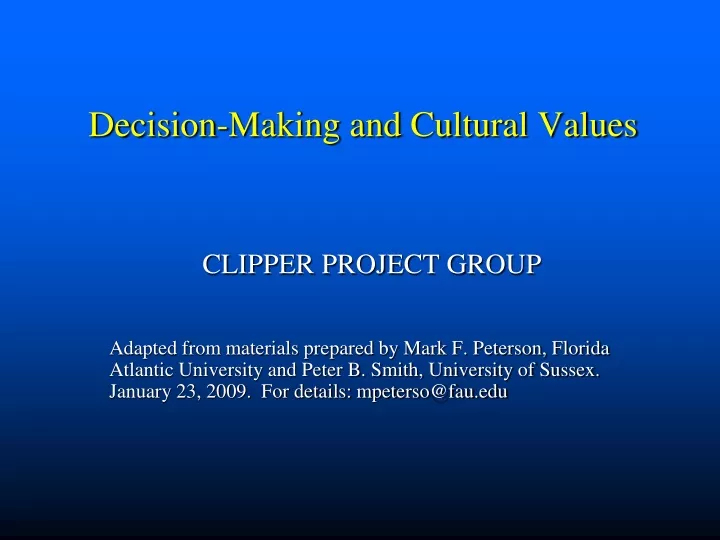 decision making and cultural values