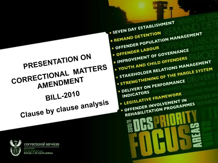 presentation on correctional matters amendment