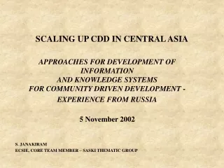 SCALING UP CDD IN CENTRAL ASIA