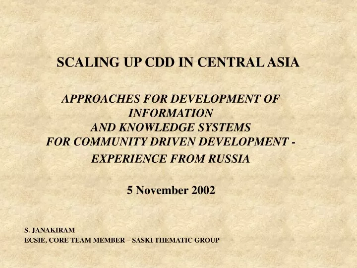 scaling up cdd in central asia