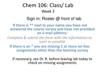 Chem 106: Class/ Lab Week 3