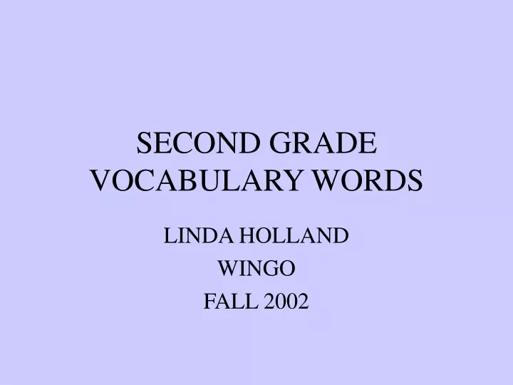 second grade vocabulary words