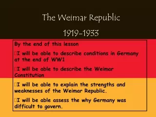 The Weimar Republic 1919-1933