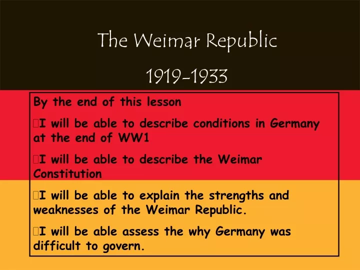 the weimar republic 1919 1933