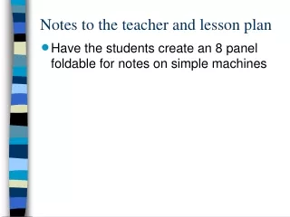 Notes to the teacher and lesson plan