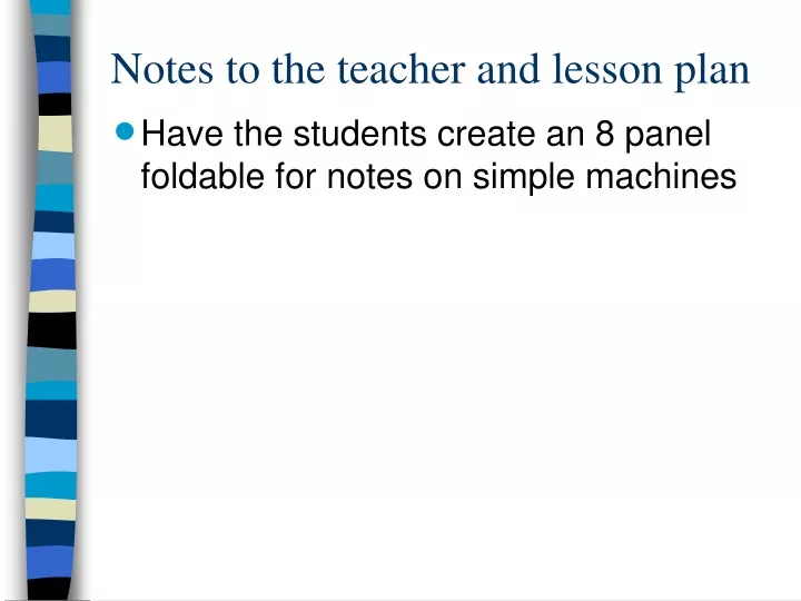 notes to the teacher and lesson plan