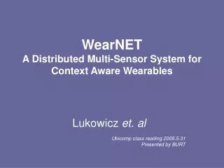 WearNET A Distributed Multi-Sensor System for Context Aware Wearables