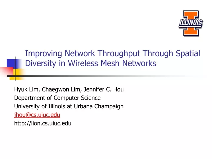 improving network throughput through spatial diversity in wireless mesh networks