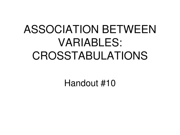 association between variables crosstabulations