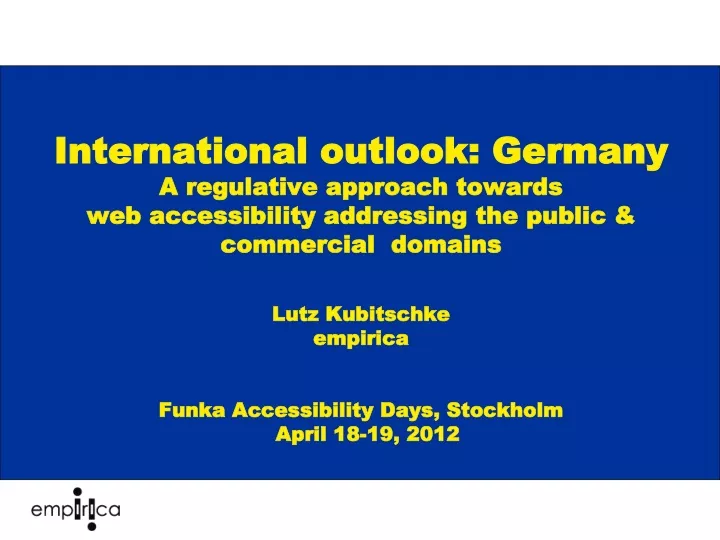 international outlook germany a regulative