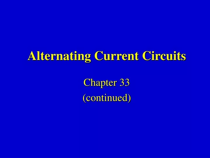 alternating current circuits