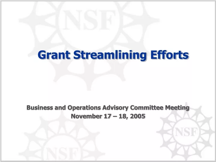 grant streamlining efforts