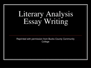 Literary Analysis Essay Writing