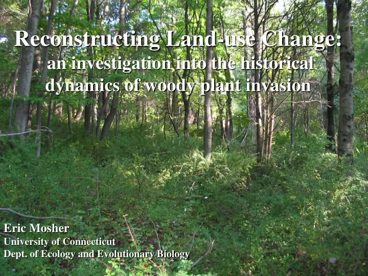 reconstructing land use change an investigation