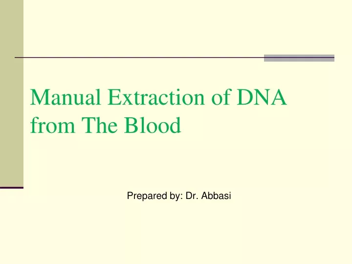 manual extraction of dna from the blood