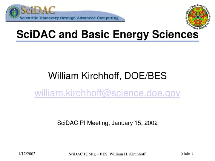 scidac and basic energy sciences