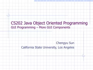CS202 Java Object Oriented Programming GUI Programming – More GUI Components