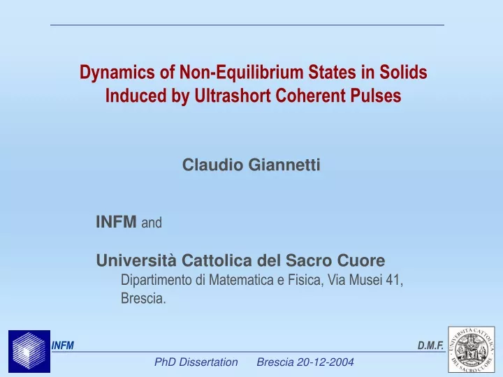 dynamics of non equilibrium states in solids