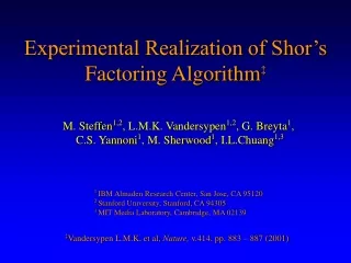Experimental Realization of Shor’s Factoring Algorithm ‡