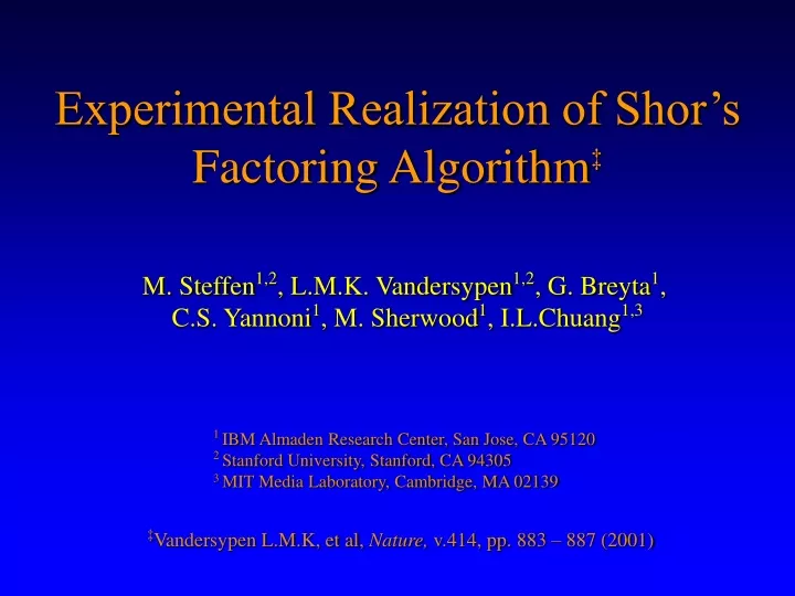 experimental realization of shor s factoring algorithm