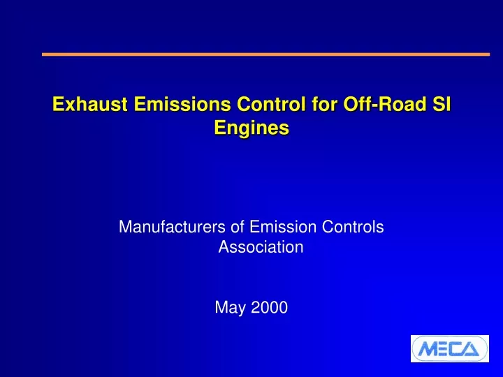 exhaust emissions control for off road si engines