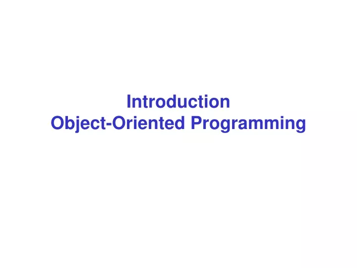 introduction object oriented programming