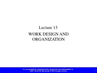 WORK DESIGN AND ORGANIZATION