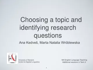 Choosing a topic and identifying research questions
